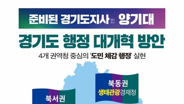 양기대, 경기도 4개 권역청 체제 개편 공약