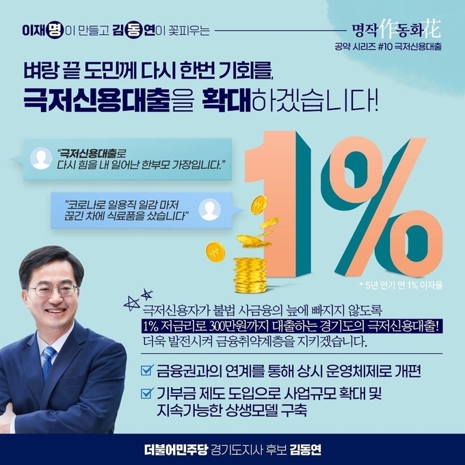 ‘극저신용대출 개편·발전’ 공약 포스터 / 사진 제공: 김동연후보 선거사무소