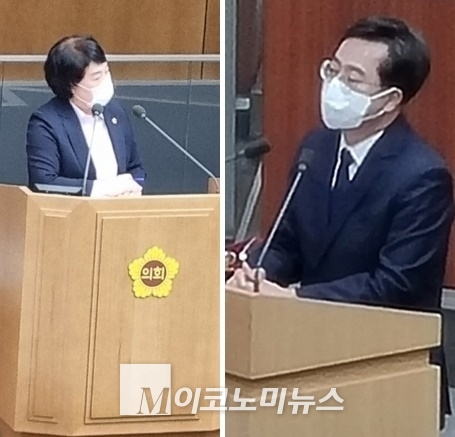 국민의힘 지미연 경기도의원(왼쪽)과 김동연 경기도지사