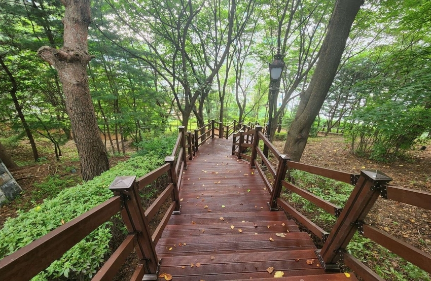 용인특례시가 최근 시설물 교체를 완료한 상하근린공원 산책로. / 사진 제공 : 용인특례시청 