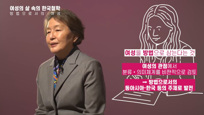 K-MOOC(www.kmooc.kr)를 통해 서비스 중인 ‘K학술확산연구소사업’ 강좌 중 <여성의 삶 속의 한국철학> 화면 캡처 