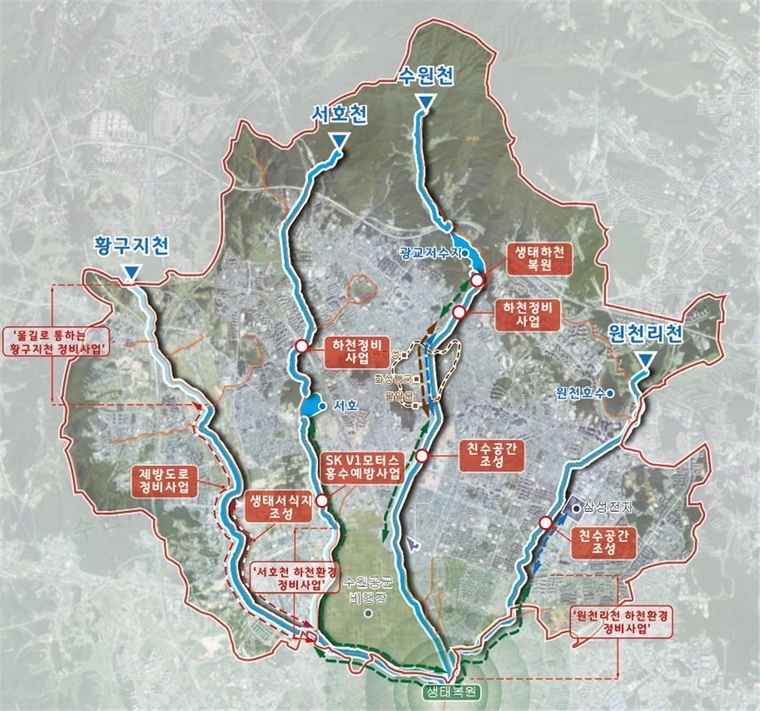 4대 하천 위치도 <수원시 제공>